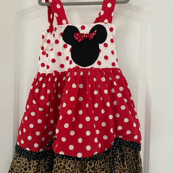 Custom Minnie Mouse polka dot leopard Disney dress - Picture 1 of 4